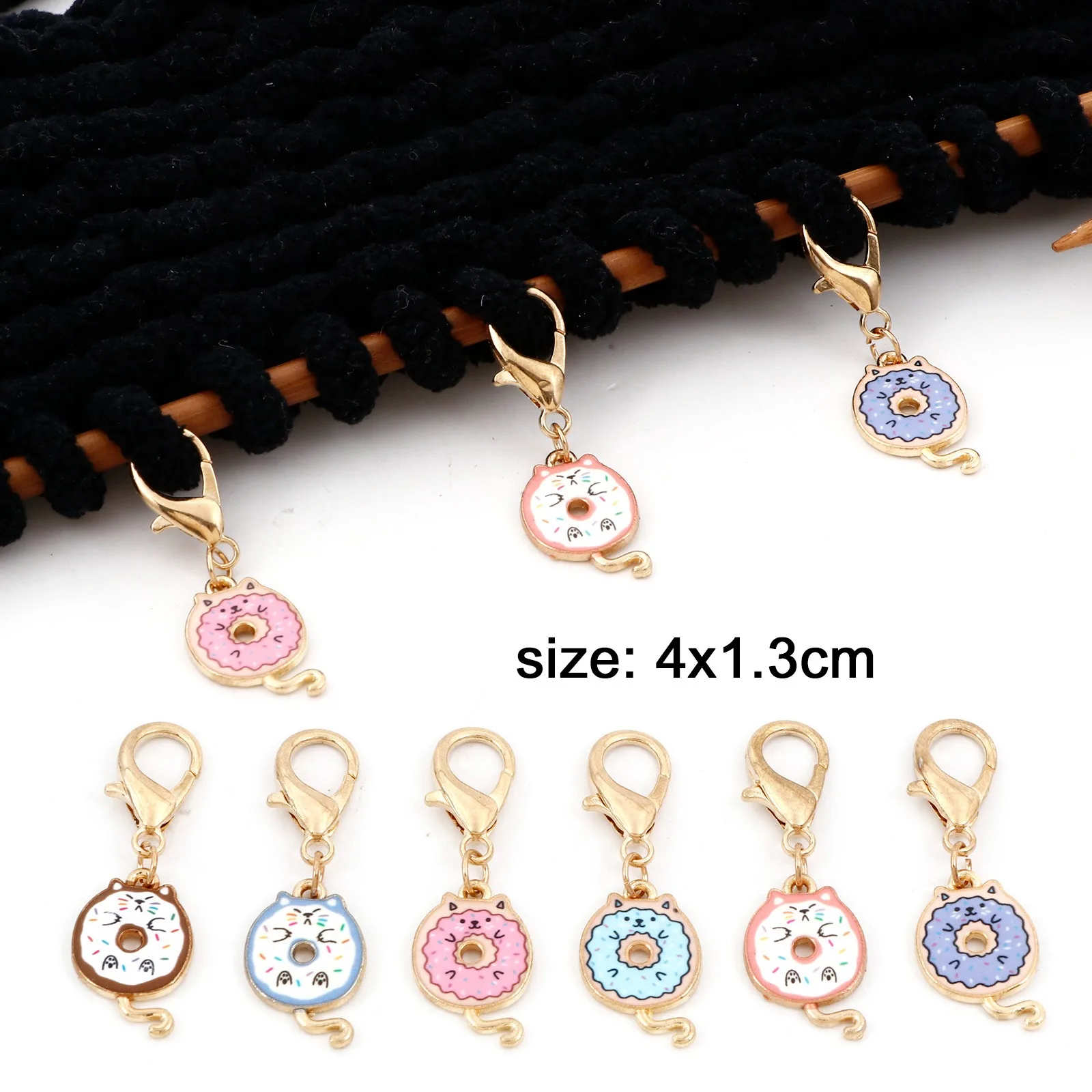 Cute Multicolor Cartoon Cat Knitting Stitch Markers Crochet Latch For DIY Craft Kits Needle Clip Removable Knitting Tools,1Set