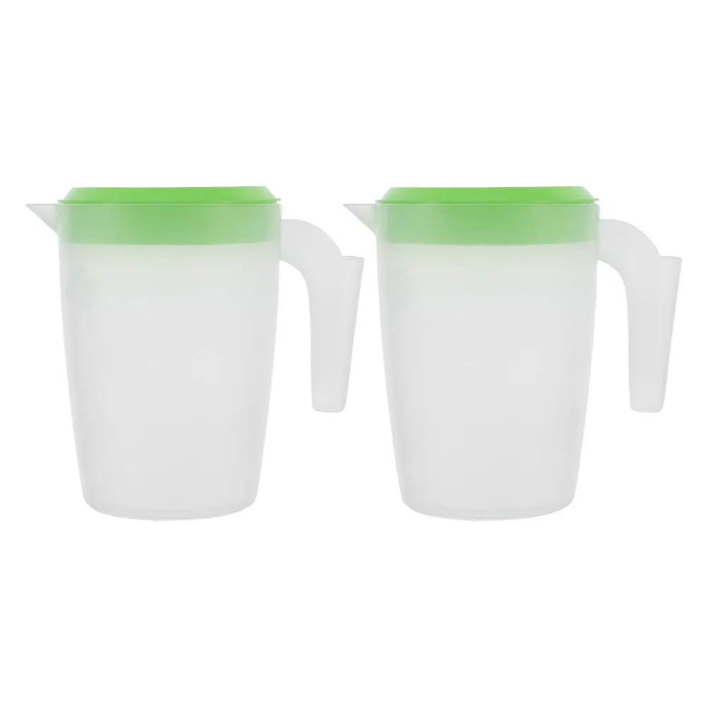 

2pcs Plastic Cold Water Pitcher 1L Leakproof Lid Comfortable Handle Large Capacity For Juice Tea Parties Outdoor Events Drink