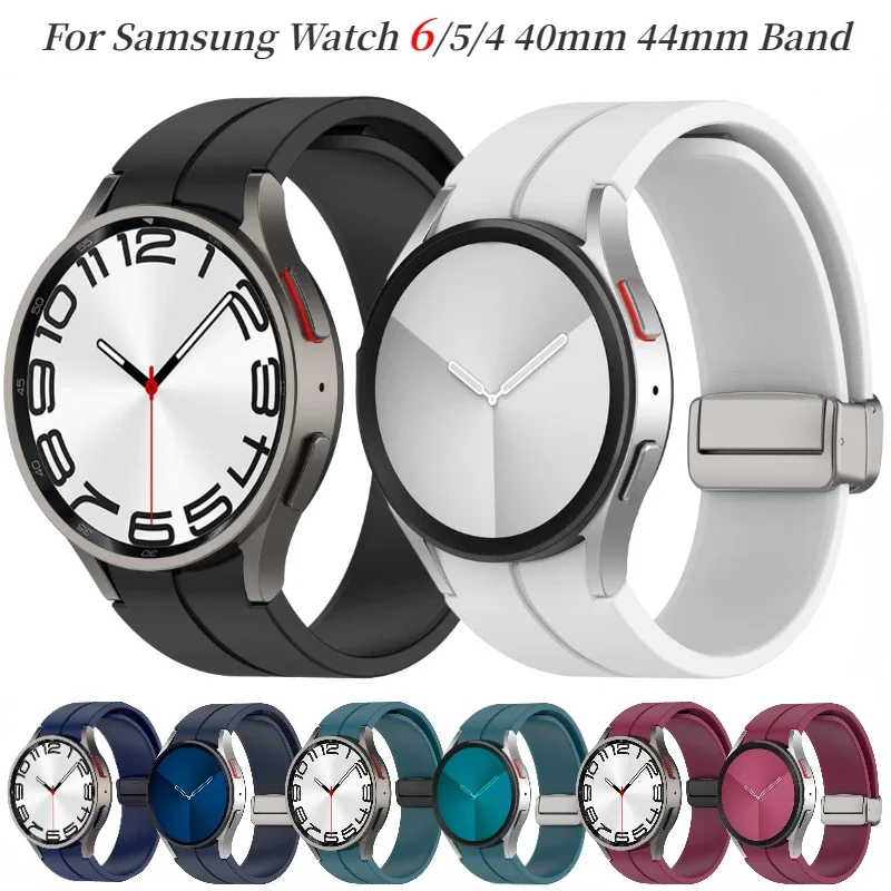 

Silicone Strap for Samaung Galaxy Watch 7/6/5/4 40mm 44mm 5 Pro 45mm Magnetic Bracelet Wristband for Watch 4/6 Classic Correa