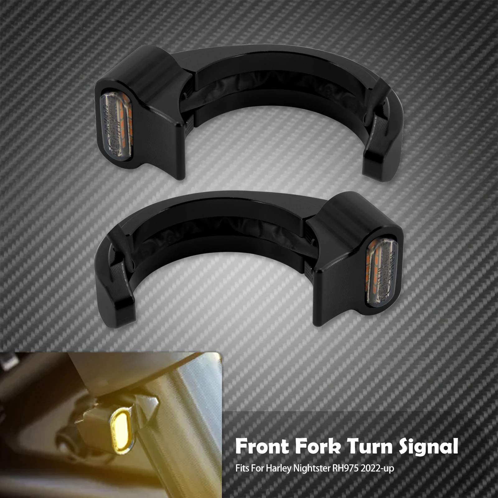 4x Smoke 41mm Motorcycle Turn Signal Fork Clamp Lights – Amber Front & Rear For Harley