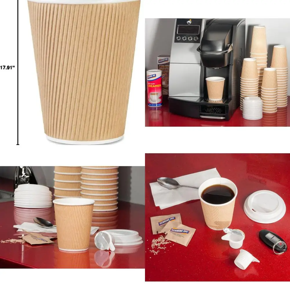 

12oz Brown Insulated Ripple Cups, 500 Pack