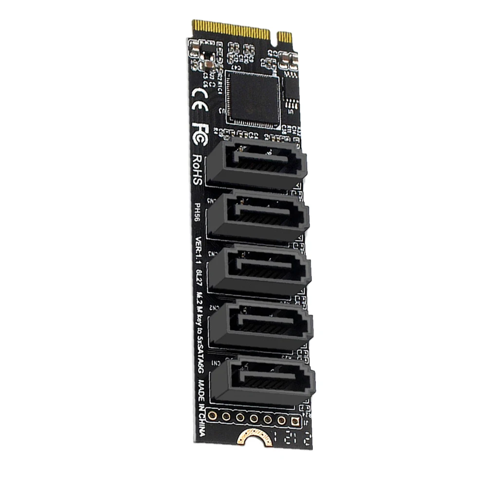 

M.2 M-Key PCI Express To SATA 3.0 SSD Adapter Card JMB585 Chipset Hard Disk Adapter Card Support PM Function 6Gbps 5 Ports