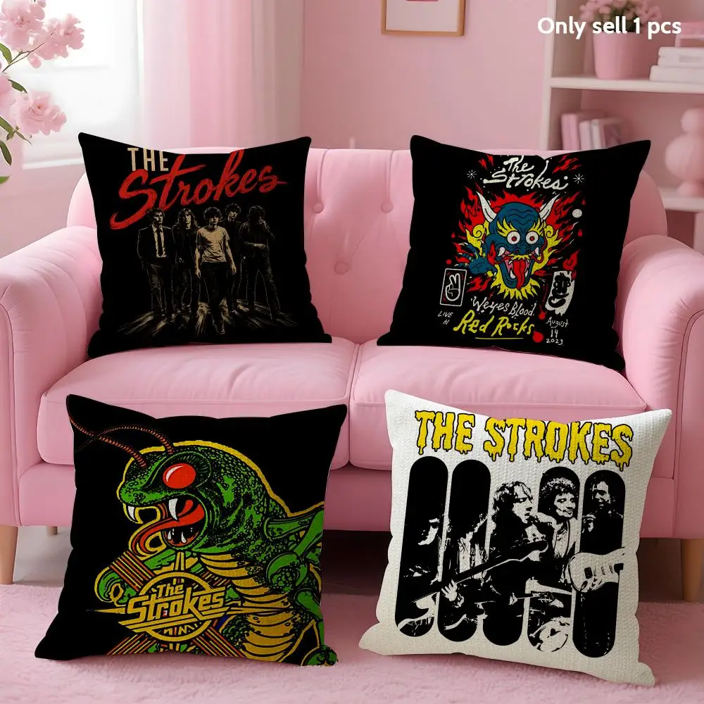 Band The S-Strokes Cushion Cover Natural Linen Organic Fabric Double-Sided Printing Sofa Home Decor Gift Pillow Case