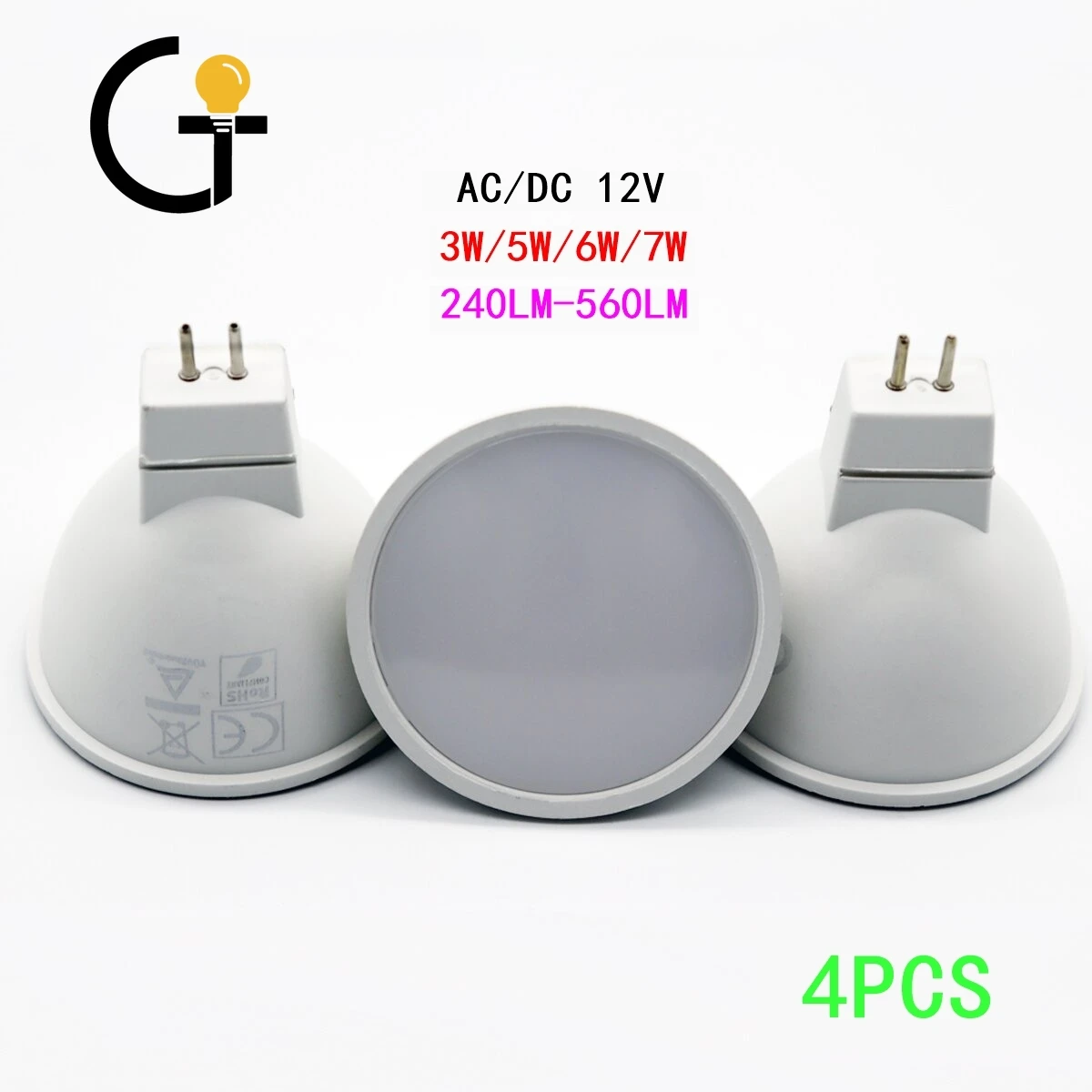 

4PCS LED Spotlight MR16 GU5.3 low pressure AC/DC 12V 3W 5W 6W 7W Light Angle 120 degrees Warm White Day Light LED Light Lamp