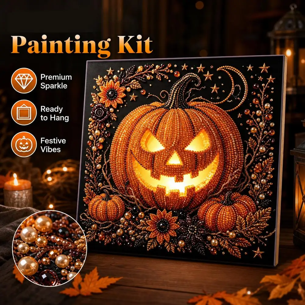 Halloween Diamond-Painting Kit Holiday Pearl Diamond-Painting Art DIY Assembly Craft Activity Home Decor Halloween gift