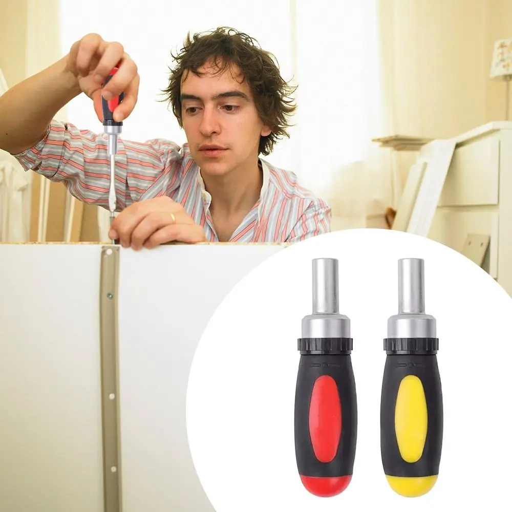 Multifunctional 6.3mm Ratchet Screwdriver Handle For Slotted Hex Torx Phillips Bit Magnetic Bit Holder Handle Durable