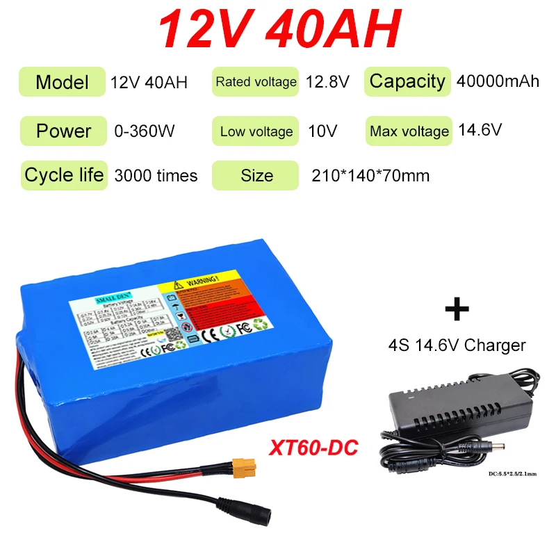 12V LiFePO4 Battery 14AH 14AH 21AH 28AH 35AH High-capacity 4S-32700 with BMS for Outdoor Solar Power Supply Toy Cars + Charger