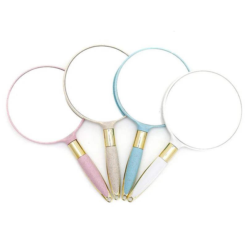 L221 Hand Makeup Mirror Plastic Vintage Hand Mirrors Makeup Vanity Mirror Round Hand Hold Cosmetic Mirror With Handle For