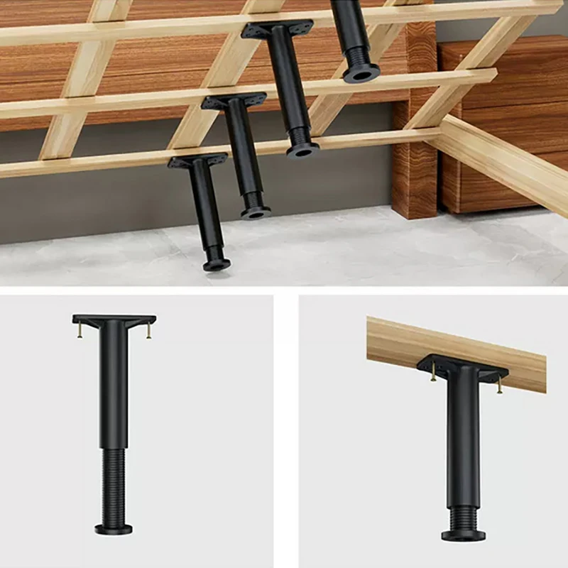 Soporte de viga de cama ajustable telescópico, pata de muebles de acero y plástico duro alto, pata de sofá, soporte de carga, 1 unidad
