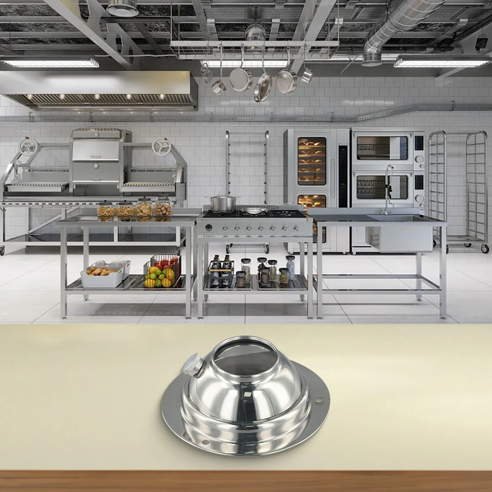 

Вентиляционное решение Регулируемый вытяжной колпак с вентиляционным выходом из нержавеющей стали размером 110 мм, 160 мм и 200 мм