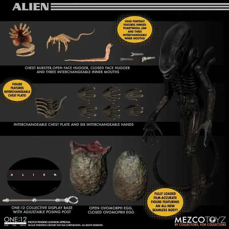 Mezco 1/12 6-Inch Classic Movie Series Alien Action Figure Collection Model Toy