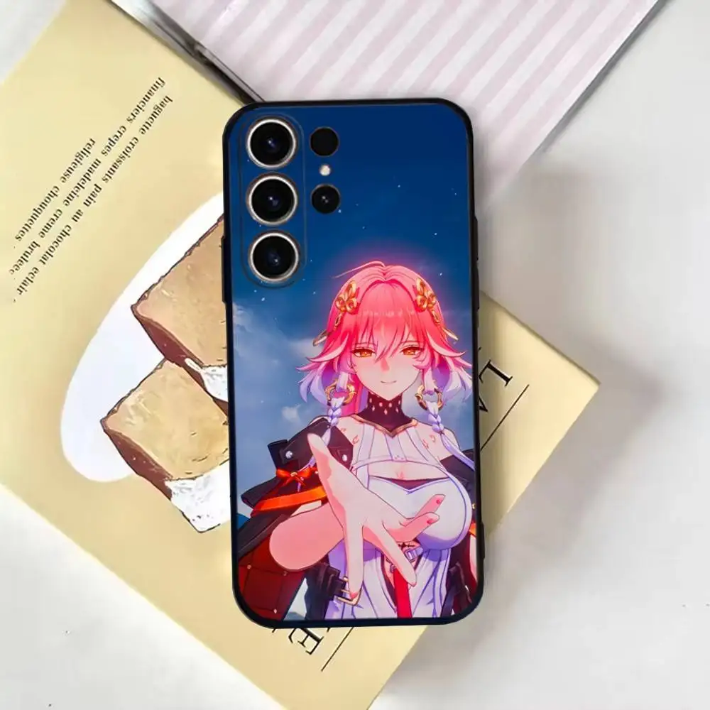 Capa de telefone Game Wuthering Waves Changli para SamsungS25,24,21,22,23,30,Ultra,20,Plus,Fe,Lite,Note,10,9, capa preta macia