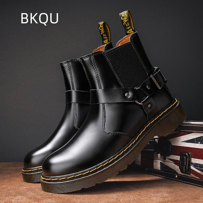 Couple Motorcycle Boots Non-slip Platform Comfortable Fashion Wear-Resistant High Top Heighten Spring and Autumn Main Push