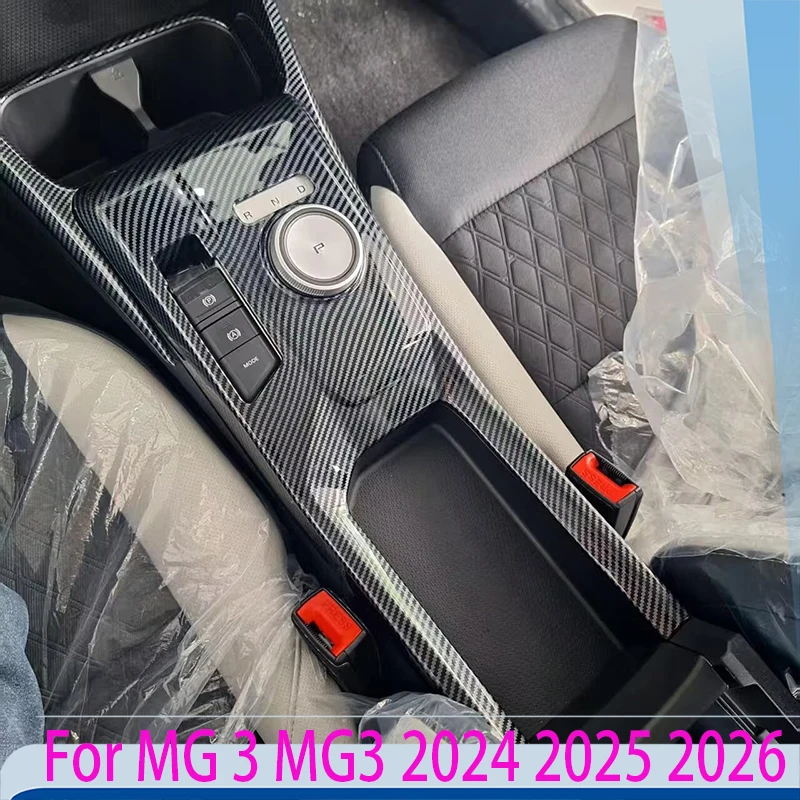

For MG 3 MG3 2024 2025 2026 Car Accessories Carbon Fiber Style Gear Shift Panel Center Console Cover Trim Frame