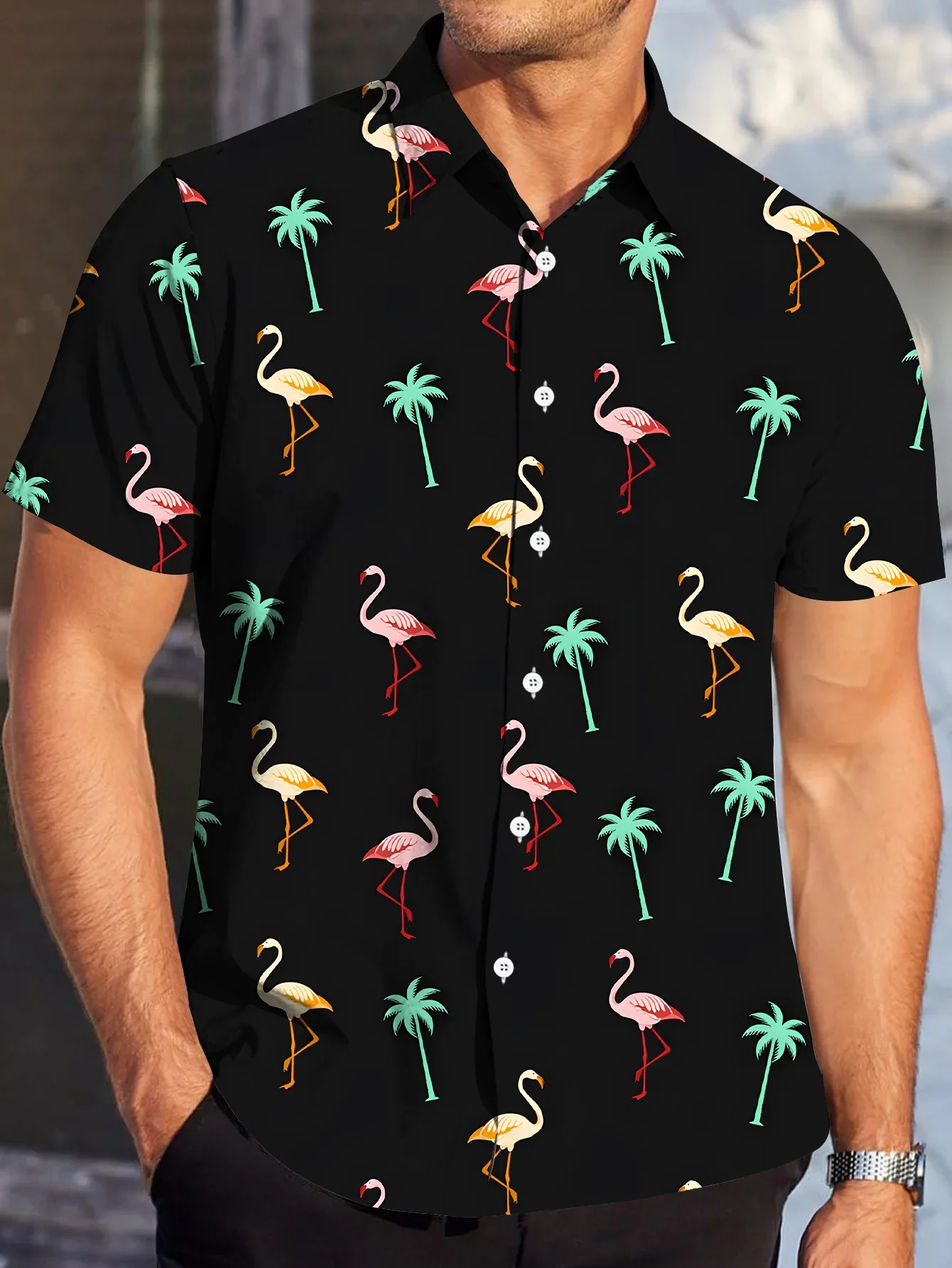 Men's Fashion Summer Hawaiian ShirtMan Women Short Sleeve Casual Print Lightweight Breathable Beach Tops