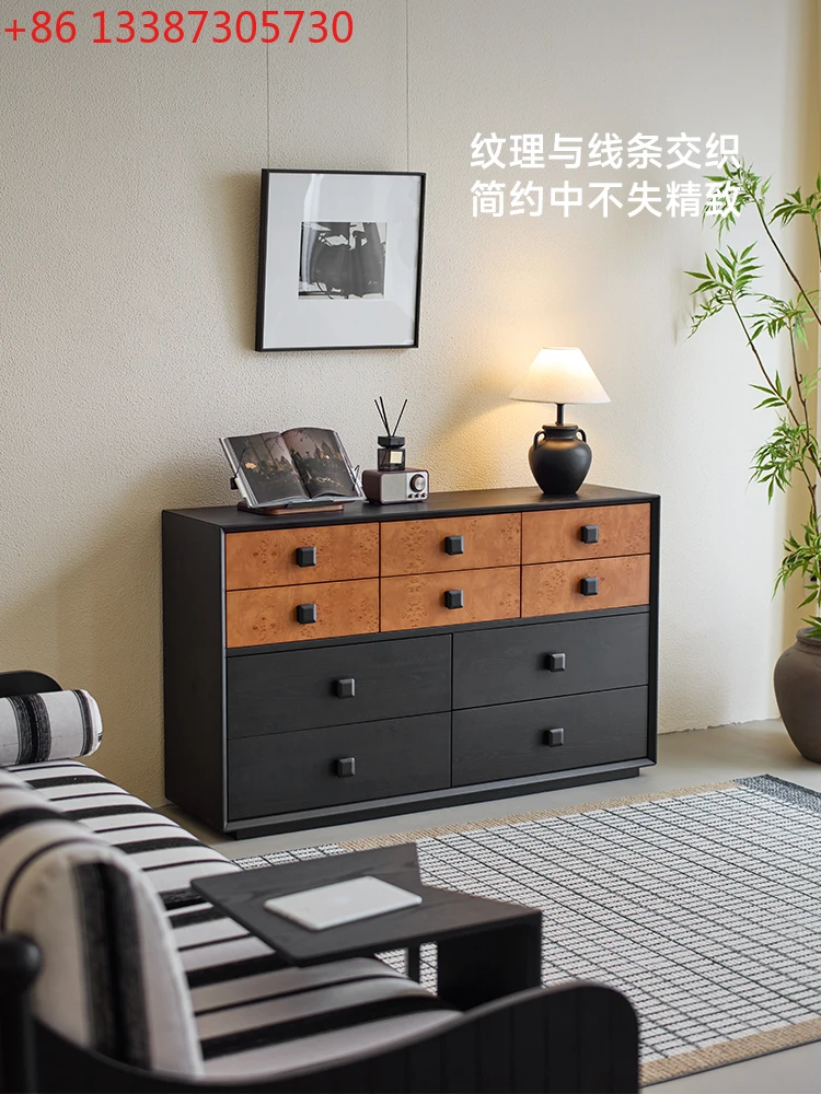 

Light sandalwood retro chest living room next to the wall sofa