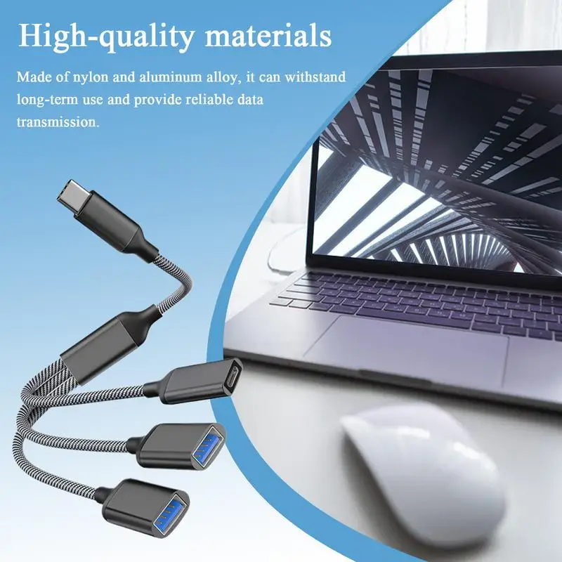 Split USB Cable Extender Hub 1 Feet USB Splitter Cable 1 In 3 Out For Car Laptop PC Computer Keyboard Flash Drive