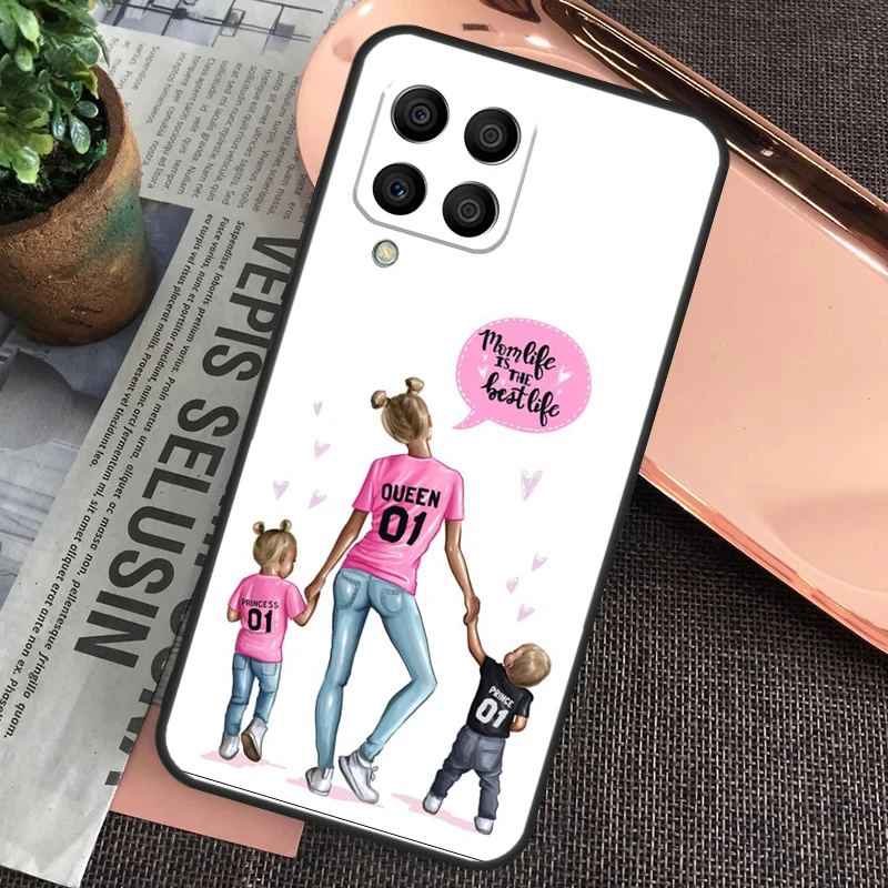 Black Brown Hair Baby Mom Girl Queen Case For Samsung Galaxy M20 M15 M55 M31s M51 M21 M11 M13 M33 M53 M52 M32 M12 M14 M34 M54