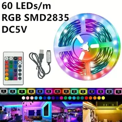 2835 5V światła listwy RGB LED 60 ledów elastyczna taśma wstążka 24-klawiszowy pilot do dekoracji na imprezę podświetlenie komputera domowego