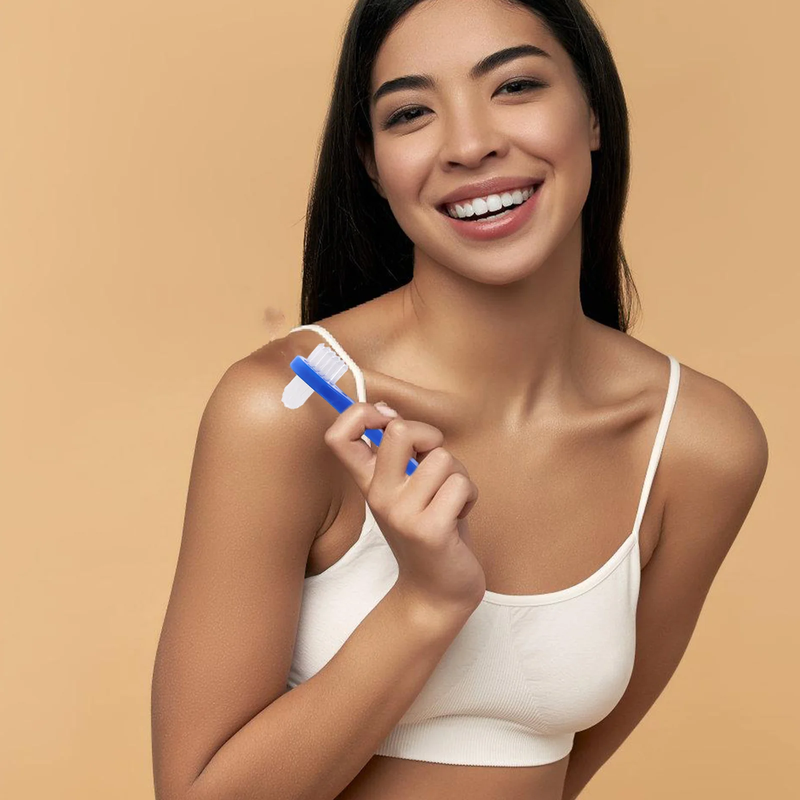 

4Pcs Adult Portable Denture Cleaning Toothbrush Double Head Soft Bristles Small Travel Brush Kit for False Teeth Care