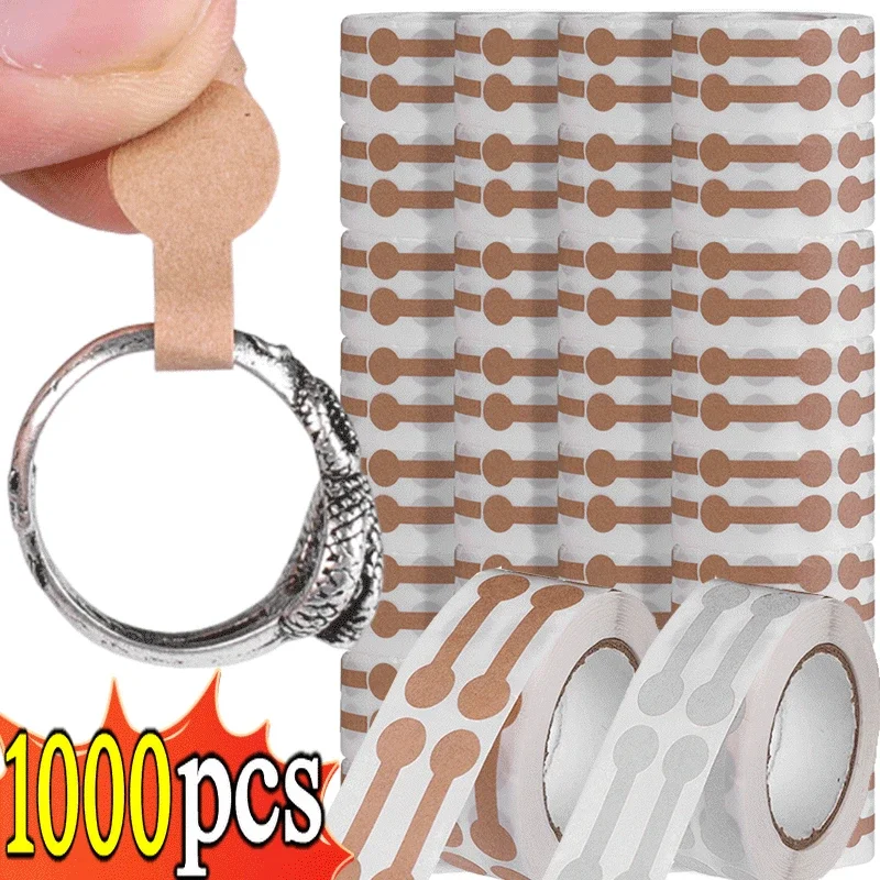 500/1000pcs Kraft Paper Jewelry Price Tags Self Adhesive Round Barbell Stickers DIY Label Exhibit Tool Ring Bracelet Necklace