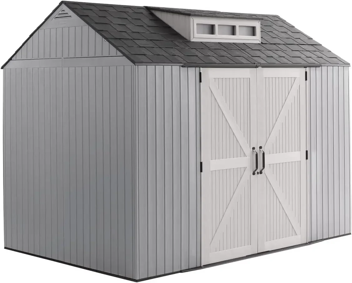 

Large Resin Outdoor Storage Shed, 10.5 x 7 ft., Gray, with Substantial Space for Home/Garden/Back-Yard/Lawn Equipment