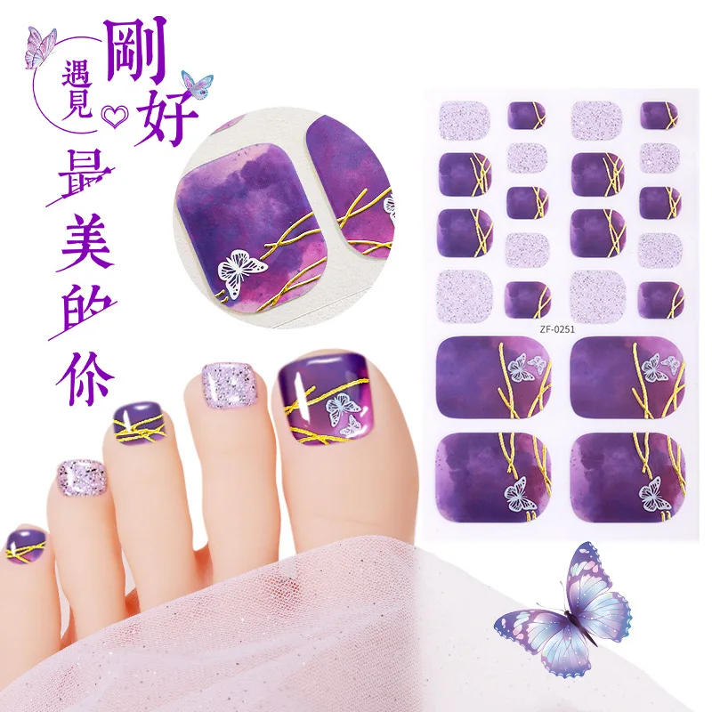 여름 새로운 발 스티커 유럽과 미국의 발톱 스티커 방수 3D 모조 다이아몬드 브론 징 네일 오일 필름 네일 스틱