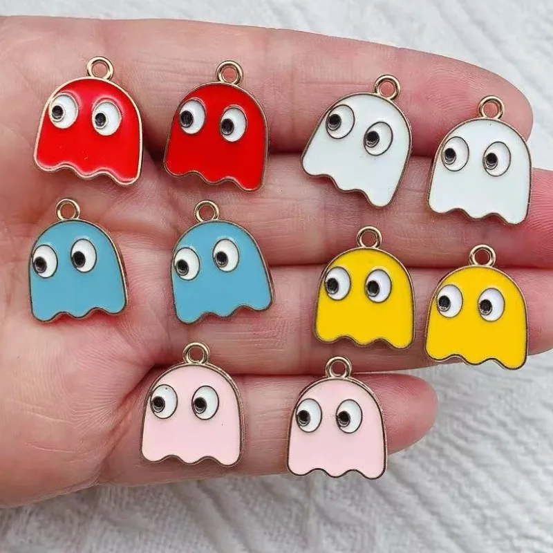 10pcs Enamel Cartoon Halloween Cute Ghost Charm Pendant For DIY Drop Earrings Necklace Bracelet Jewelry Making wholesale