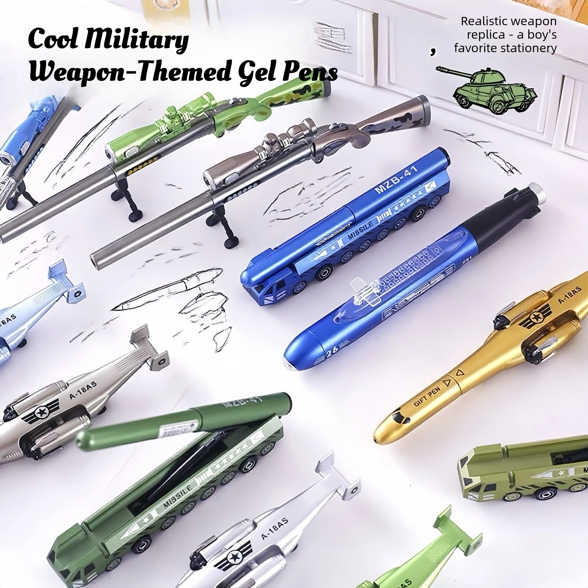 Creative Intercontinental Missile Fighter Helicopter Design Student Gel Pen Simulation Writing Stress Relieving Toy Pen Boy Gift