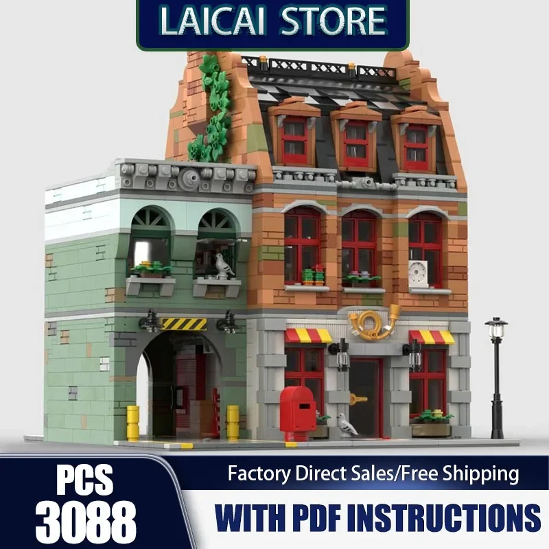 City Street View Model Moc Building Blocks Post Office Model Technology Bricks DIY Assembly Holiday Construction Toy Set Gifts