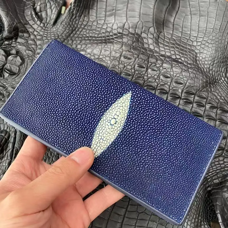 2025 New Designer Pearl Fish Leather Men's Long Wallet Fashon Stingray Skin Lady Purse Large Capacity Wallets For Man  45