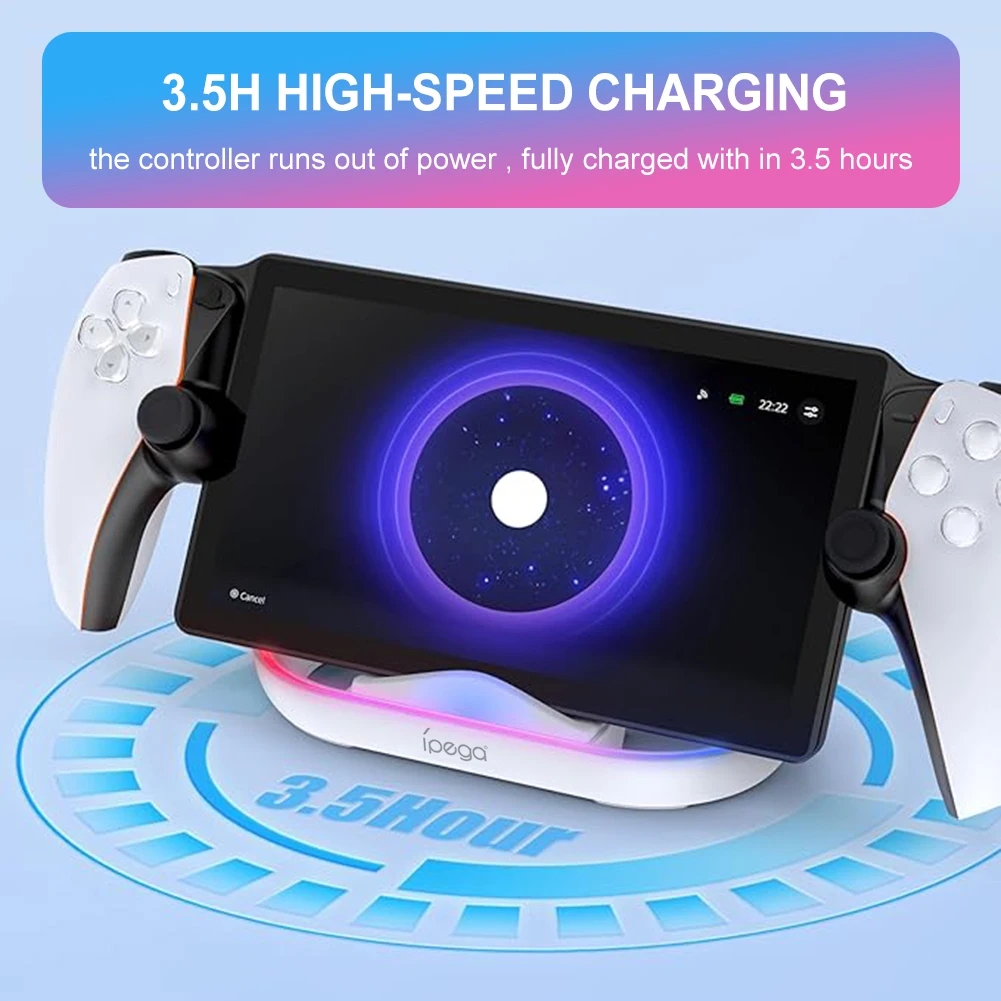 Mini Charging Dock Station for PlayStation Portal Charger Stand with RGB Light USB-C Charging Stand for PS5 Portal Accessories