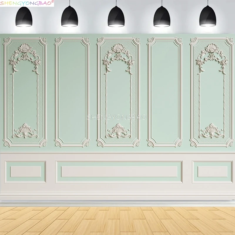 Interior Wall And Floor Mouldings Photography Backdrops Retro Joinery Wood Paneling Palace Wedding Photo Studio Background OR-15