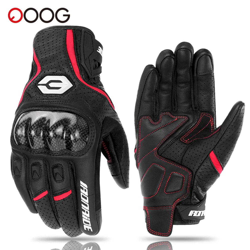 Leather Motorcycle Gloves Waterproof Breathable Moto Gloves Goatskin Leather Motocross Riding Gloves Full Finger Four Seasons