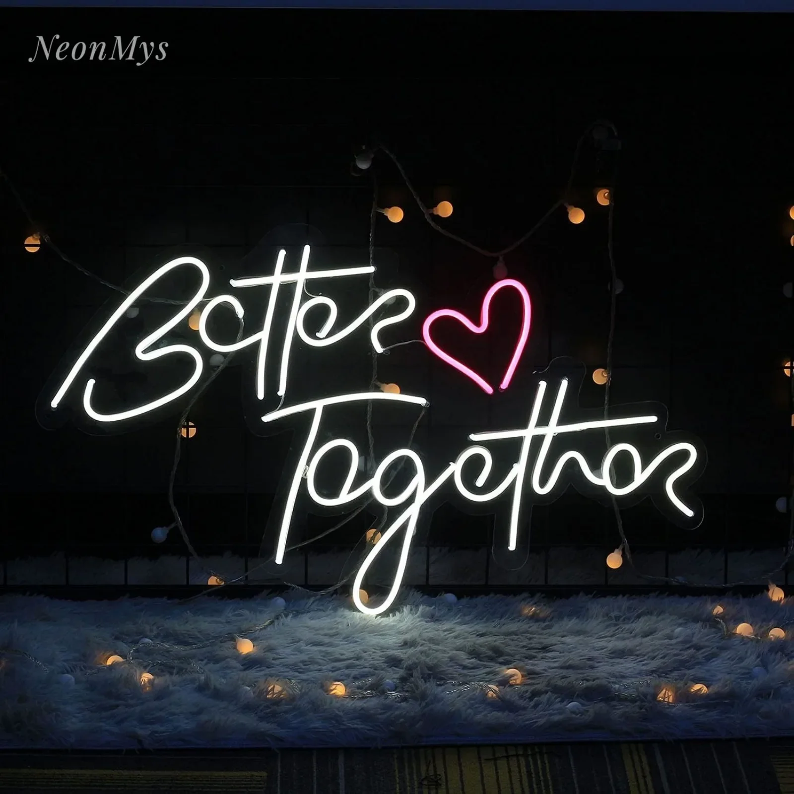 Better Together Neon Sign for Wedding Bedroom Decor Led Lights Party Room Engagement Couple Personalized Gift Wall Decor