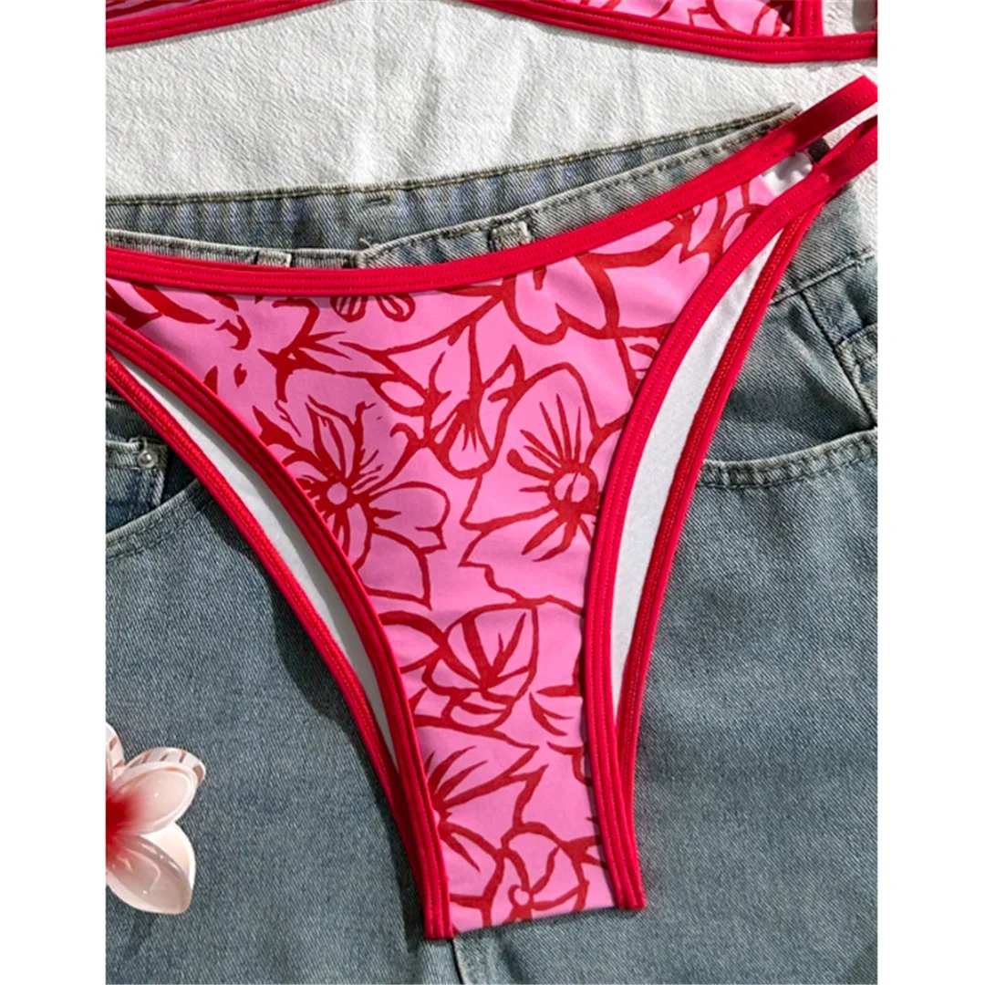 S - XL 2026 Sexy bedruckter Bikini mit hohem Beinausschnitt, Damen-Badeanzug, zweiteiliges Bikini-Set, Badebekleidung, Badeanzug, Schwimmanzug V8037 – Detail 7