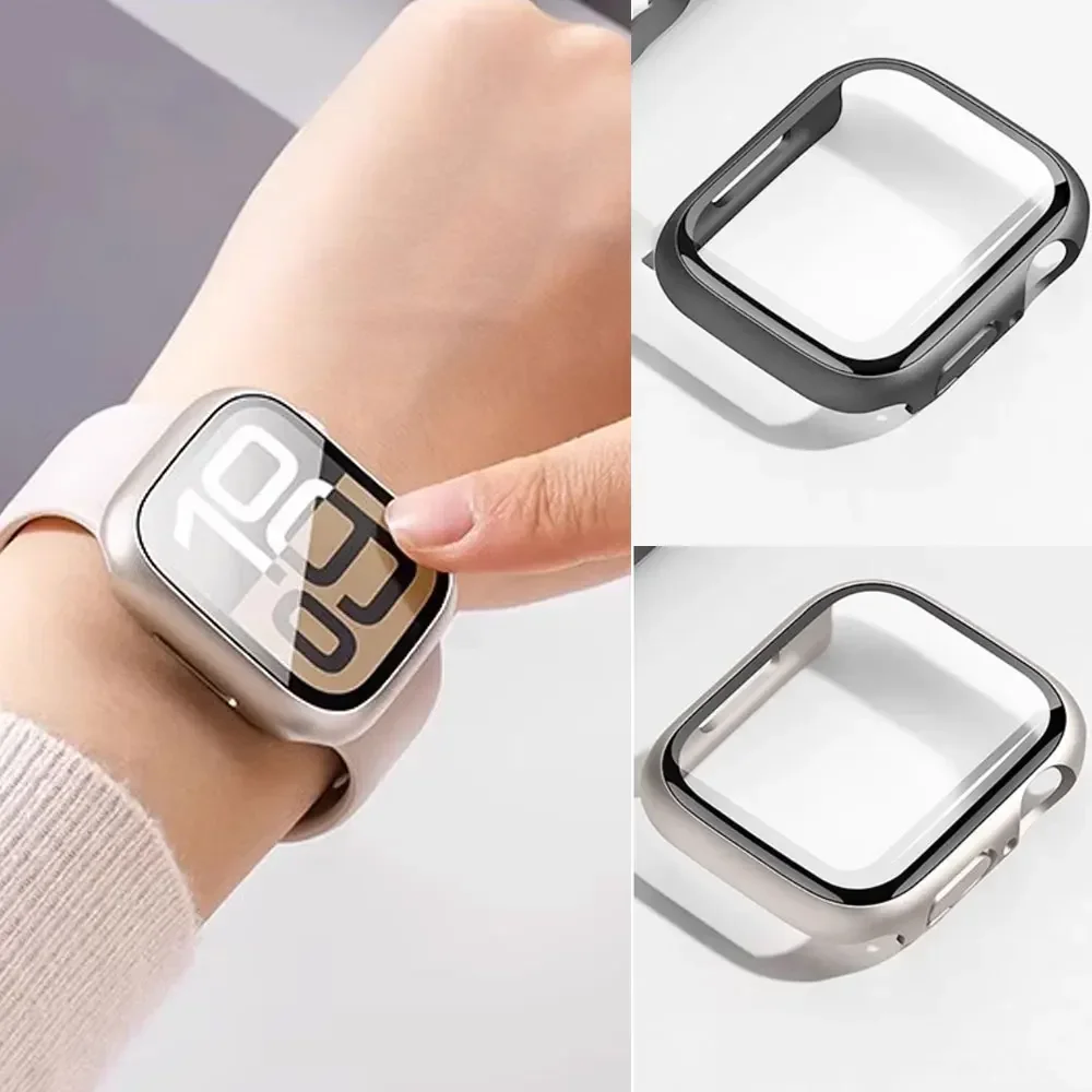 2 Pack Case For Apple Watch Accessories 42mm 46mm Series 10/9/8/7/6/5/4/SE Hard PC bumper Tempered Glass iWatch Screen Protector
