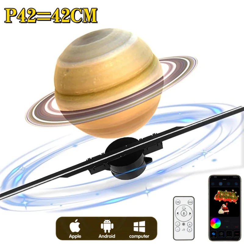 16.5in 3D Hologram Fan 224LEDS WiFi 3D Projector with remote support IOS/Android Image Video Display Store Advertising light