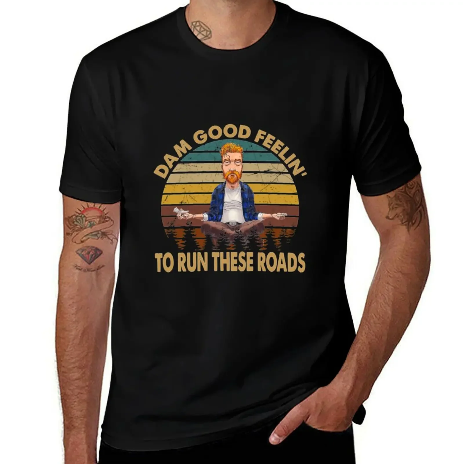 Retro Dam Good Feelin To Run These Roads Tyler Darling Childers T-Shirt customizeds shirts graphic tee blue archive men tshirt