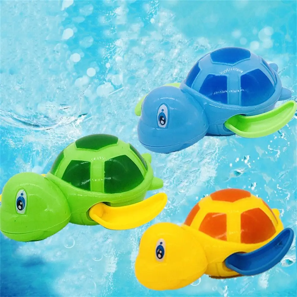 Clockwork Tortoise Water Toy Swim Turtle Cute Cartoon Wind Up Animal Tortoise Safe Plastic Bright Colors Baby Bath Toys