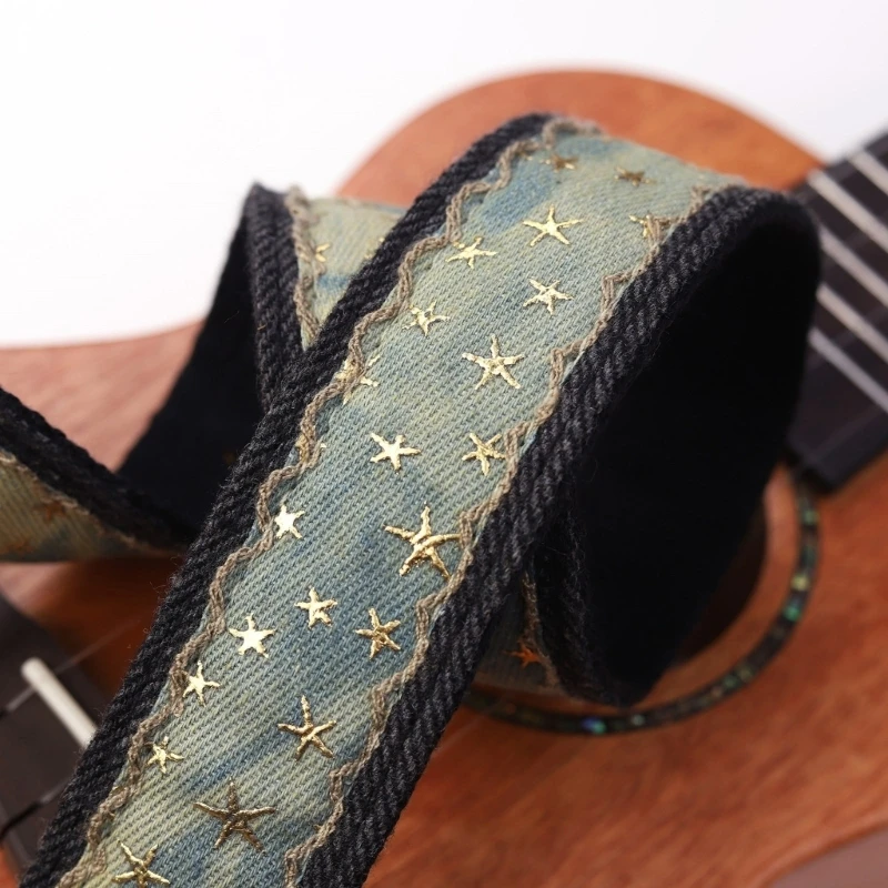 Stylish Star Embossed Ukulele Strap Adjustable Ukulele Neck Strap Guitar Shoulder Belt Musical Instrument Accessories