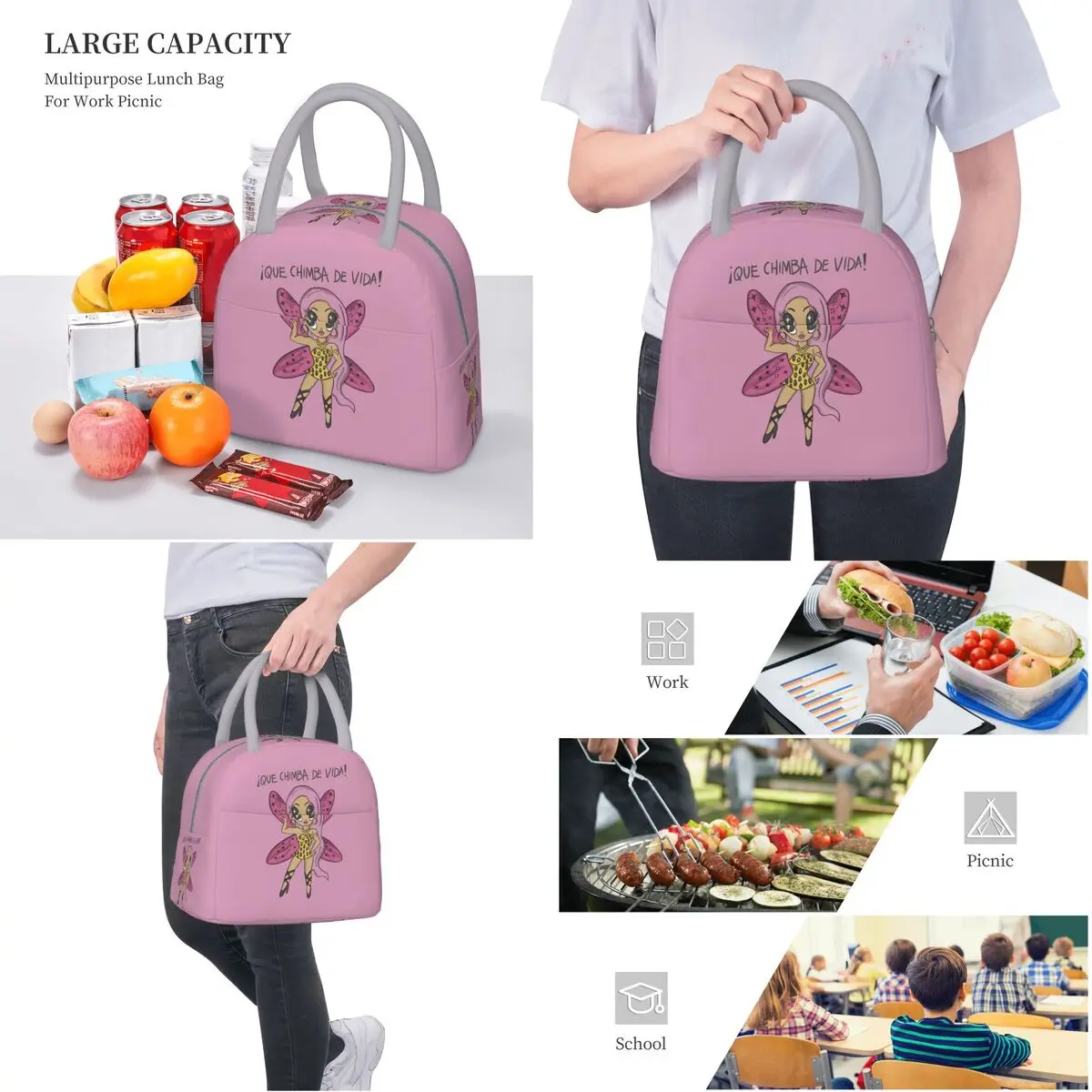 Karol g que chimba de vida merch isolierte Lunch pakete für Schul büro Lebensmittel behälter tragbare Kühler thermische Lunchboxen