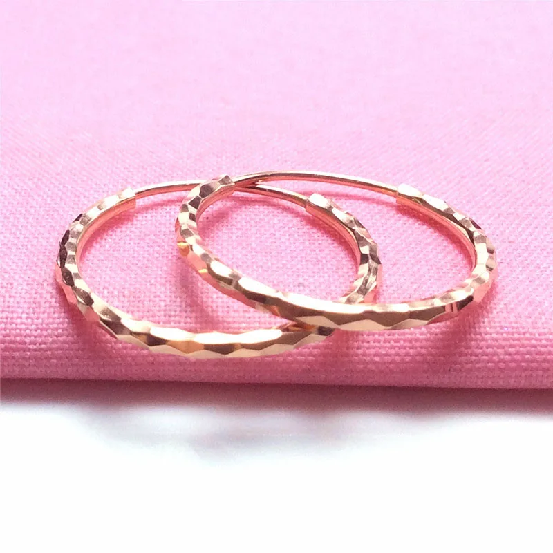 New 585 purple gold plated 14K rose gold fashion hoop earrings for women delicate and elegant style party jewelry gift