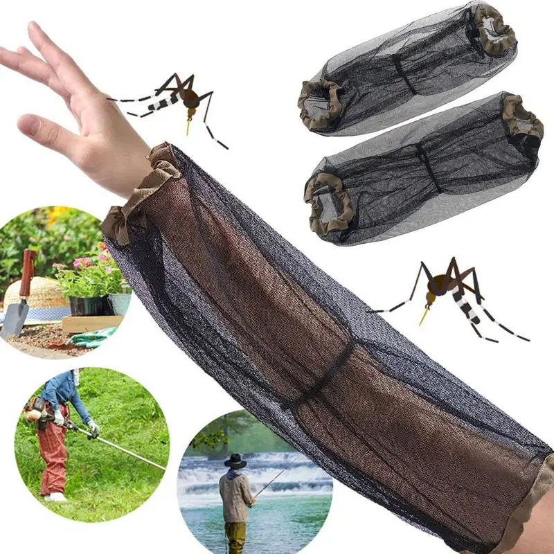 1 Pair Fine Mesh Arm Sleeves Outdoor Sports Net Jungle Mosquito Gardening Arm Protector Guard Camping Equipment