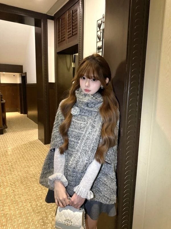 

Корейский комплект футболок Sle Retro Missy Faionable Ey с накидкой и запахом на плечах, верхняя одежда, базовая юбка irt ort