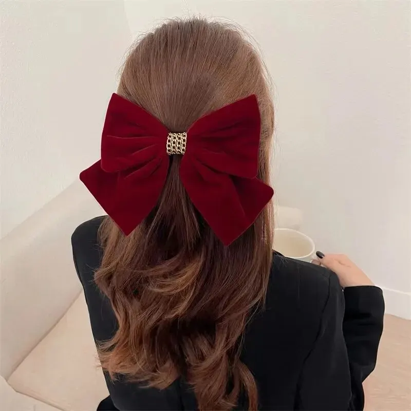 Velvet Bow Hair Clips for Women Girls Elegant Bow Tie Hairpins Vintage Black Wine Red Bow Hair Clip Prom Party Hair Accessories