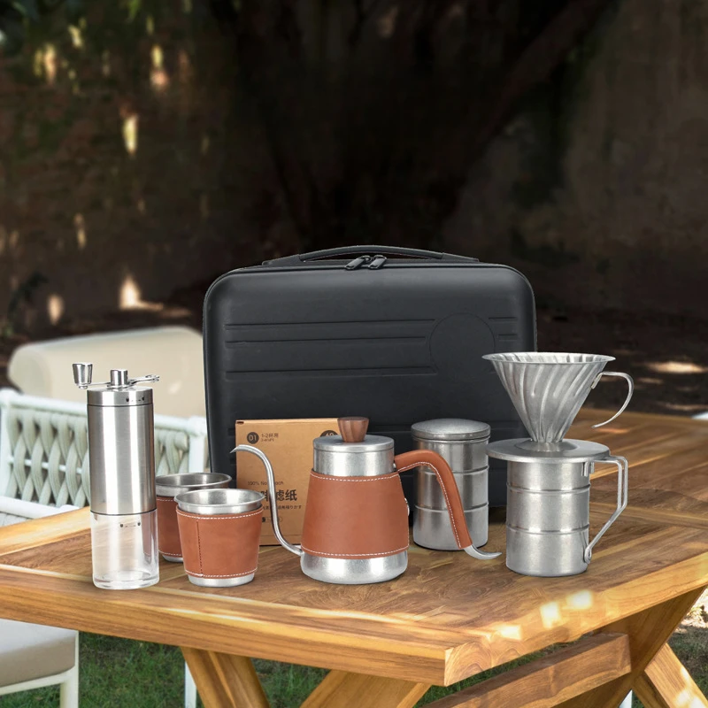 

Coffeware Set Carrying Case Portable Outdoor Coffee Utensil Set Hand Brewed Coffee Set Festival Gift