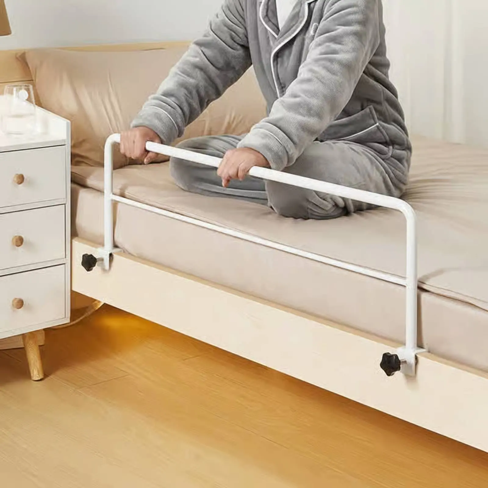 Barra de Asistencia para Cama sin Herramientas, de Alta Capacidad de Carga, Barra de Apoyo para Cama, Barra de Seguridad para Cama con Abrazadera, Barra de Agarre para Cama de Acero al Carbono