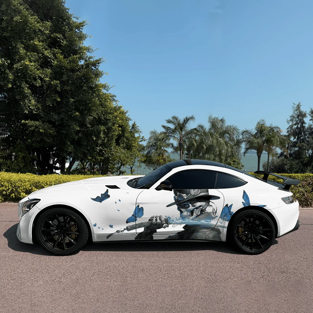 

Скелет, меч, бабочка, автомобильные виниловые наклейки, самоклеящаяся наклейка из ПВХ, подходит для грузовиков, внедорожников, декор, автоаксессуары, подарок