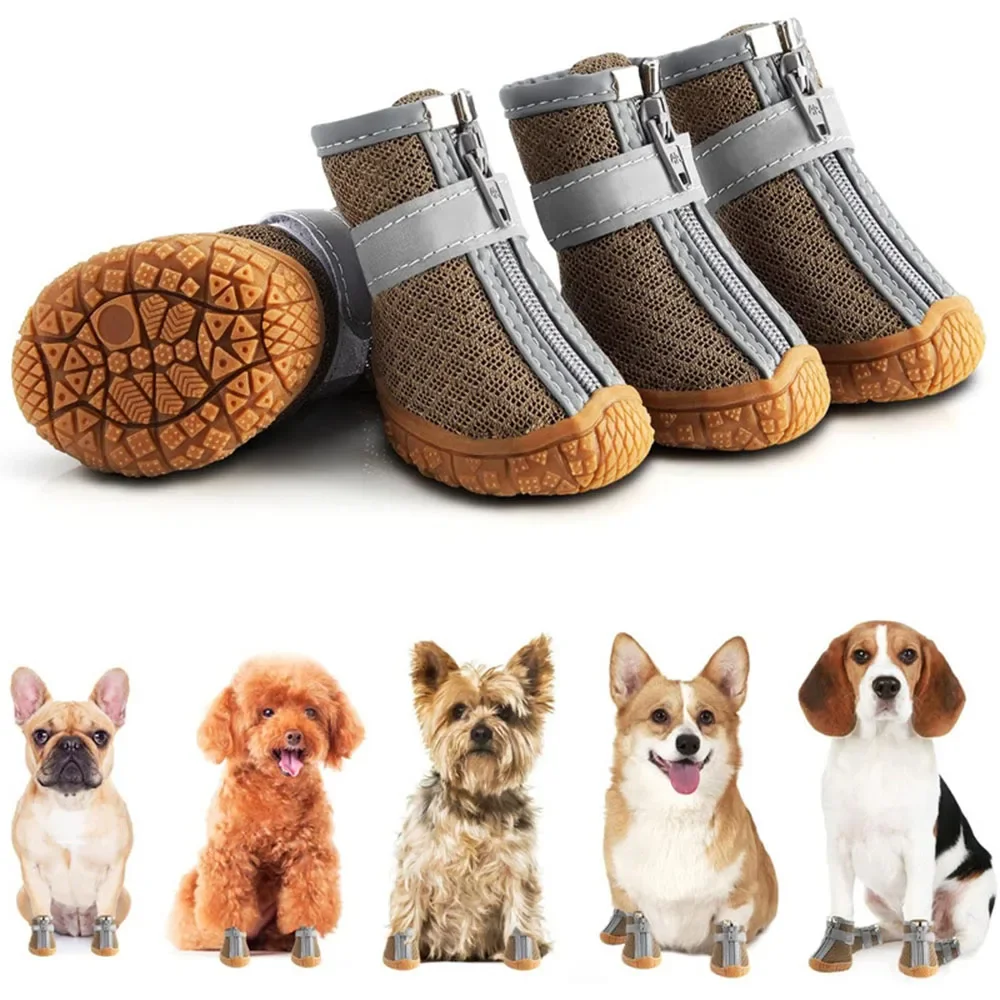 Dog Shoes for Small Dogs Mesh Breathable Dog Boots & Paw Protectors for Summer Hot Pavement Winter Snowy Anti Slip Puppy Booties